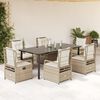 vidaXL 7-delige Tuinset met kussens poly rattan beige