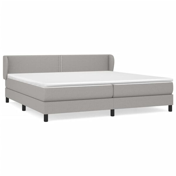 vidaXL Boxspring met matras stof lichtgrijs 200x200 cm