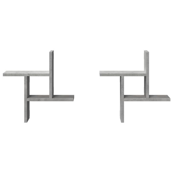 vidaXL Wandschappen 2 st 38x12x38 cm bewerkt hout betongrijs