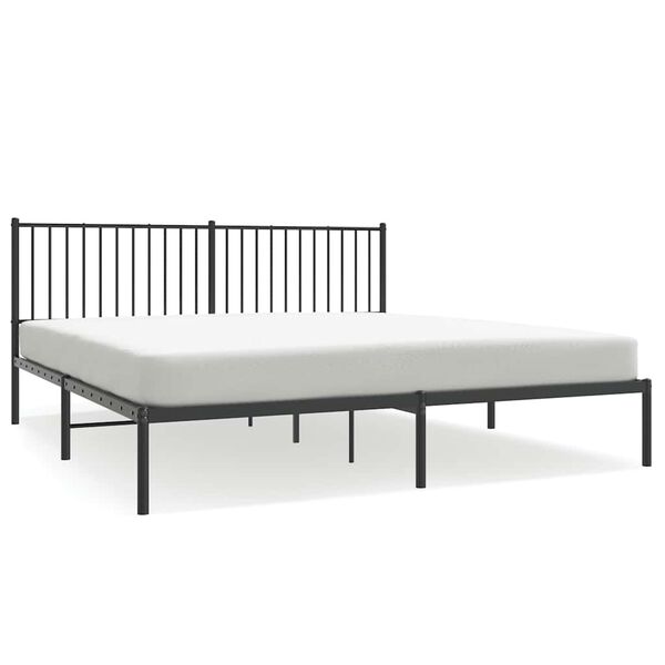 vidaXL Bedframe met hoofdbord metaal zwart 183x213 cm