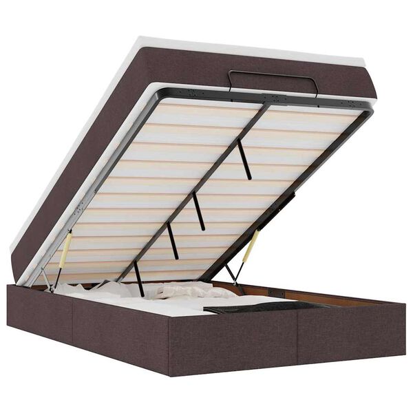 vidaXL Ottoman bed met matras 120x190 cm stof donkerbruin