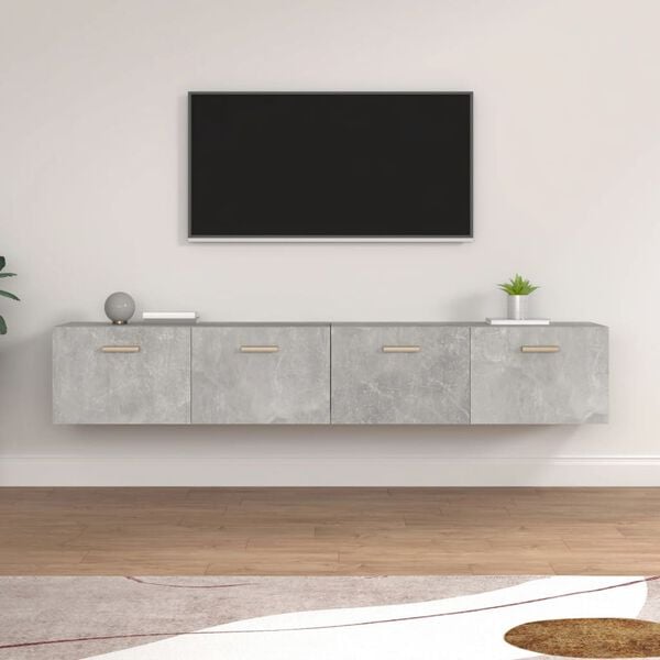 vidaXL Wandkasten 2 st 100x36,5x35 cm bewerkt hout betongrijs