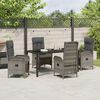 vidaXL Tuin eettafelset met kussen 5 pcs Grijs poly rattan