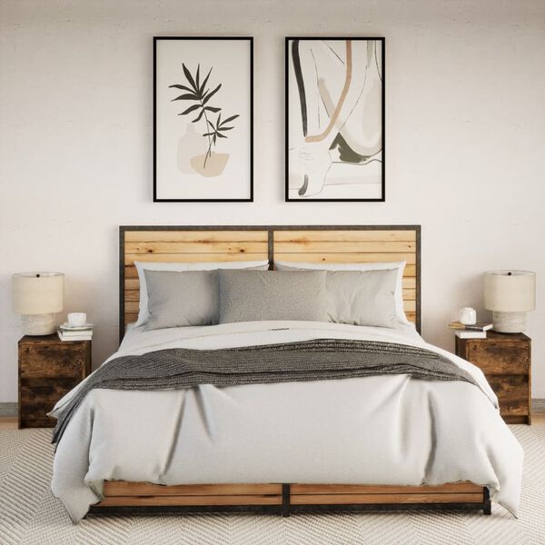 vidaXL Nachtkastjes met LED 2 st bewerkt hout gerookt eikenkleurig