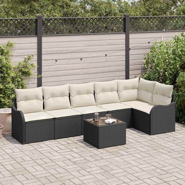 vidaXL Tuin Sofa Set Zwart poly rattan