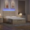 vidaXL Ottoman bed met matras en LED's 140x190cm stof cr&egrave;mekleurig