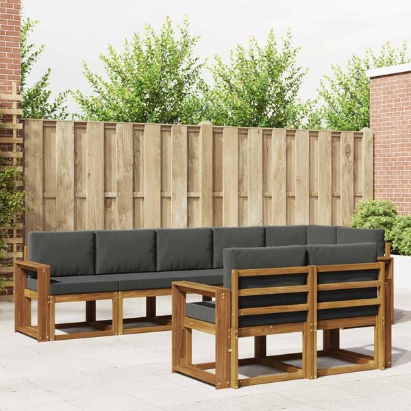vidaXL Buiten bankenset met kussen 8 pcs Natuurlijk en Antraciet