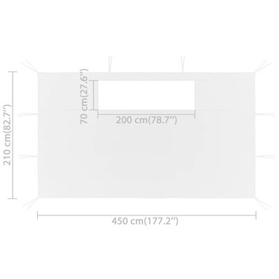 vidaXL Prieelzijwanden met ramen 2 st 70 g/m² 4,5x2,1 m wit