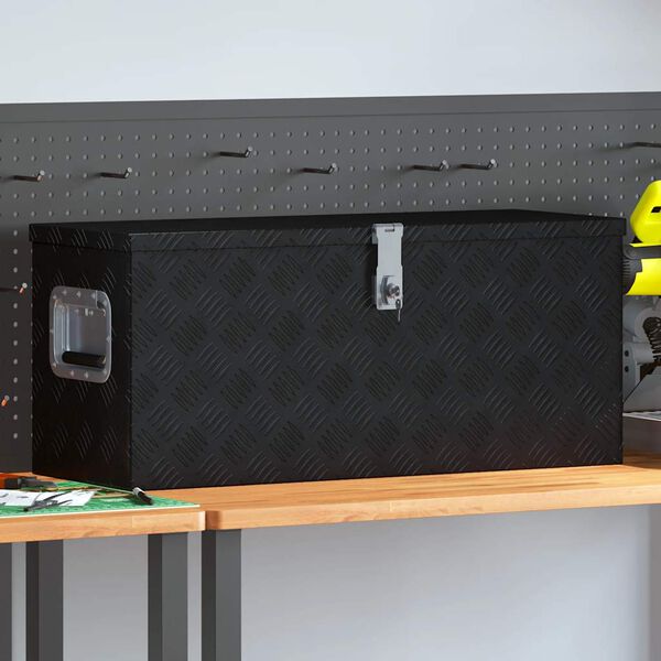 vidaXL Aluminium kist trapezoïde 70x24x42 cm zilverkleurig