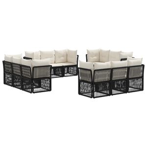 vidaXL Tuinbankenset 12 pcs Zwart poly rattan
