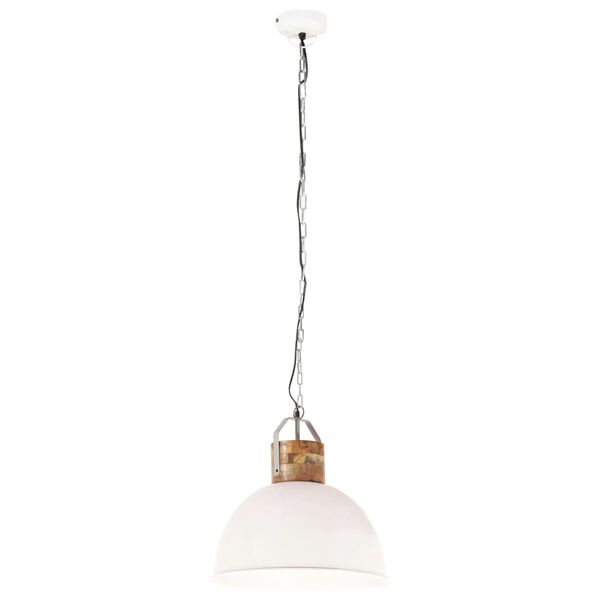 vidaXL Hanglamp industrieel rond E27 51 cm massief mangohout wit