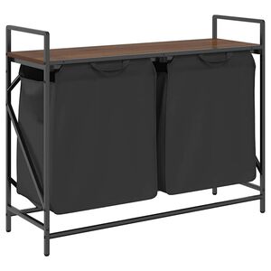 vidaXL Wasmand 2 vakken met plank bruin eikenkleurig