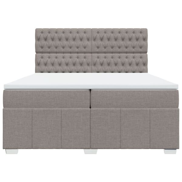 vidaXL Boxspring met matras stof taupe 200x200 cm