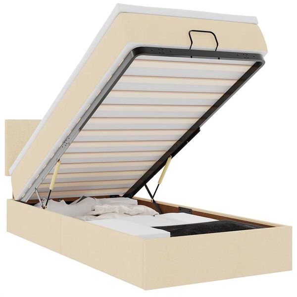 vidaXL Ottoman bed met matras 90x190cm stof cr&egrave;mekleurig