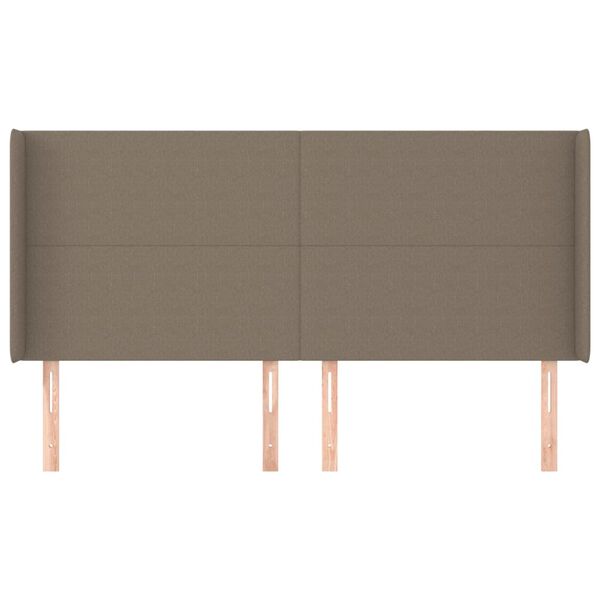 vidaXL Hoofdbord met randen 203x16x118/128 cm stof taupe