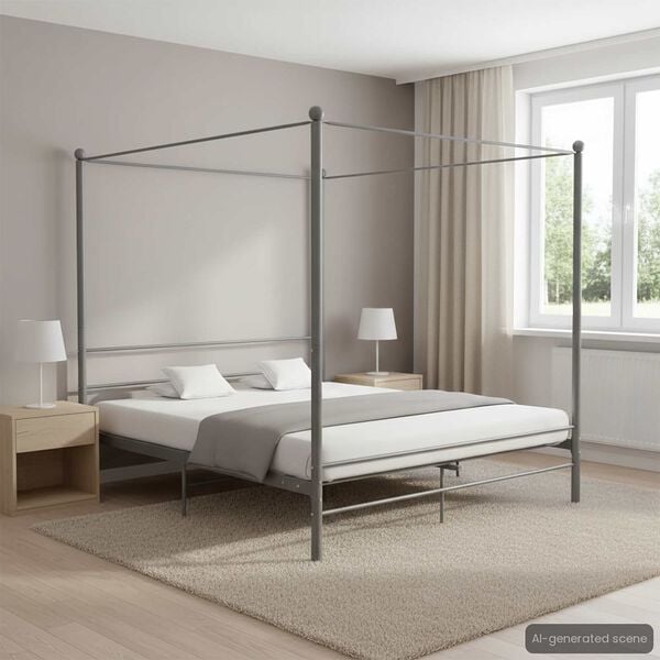 vidaXL Hemelbedframe metaal grijs 200x200 cm