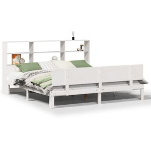 vidaXL Bed met boekenkast zonder matras grenenhout wit 180x200 cm