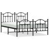 vidaXL Bedframe met hoofd- en voeteneinde metaal zwart 135x190 cm