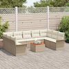 vidaXL Tuinbankenset met opslag 10 pcs Beige en Cr&egrave;me poly rattan