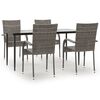 vidaXL 5-delige Tuinset poly rattan grijs