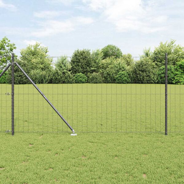 vidaXL Hek met Paal Grijs 1,2 x 10 m Staal en PVC