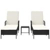 vidaXL Ligbed met kussen 2-persoon 2 pcs Zwart poly rattan