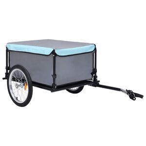 vidaXL Fietstrailer 65 kg grijs en blauw