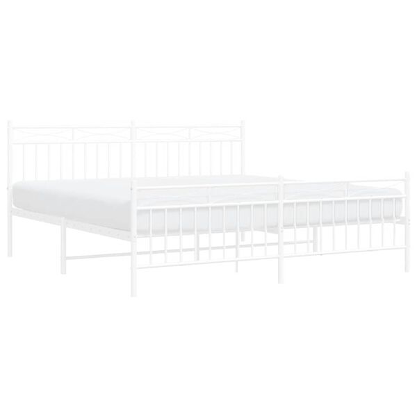 vidaXL Bedframe met hoofd- en voeteneinde metaal wit 183x213 cm