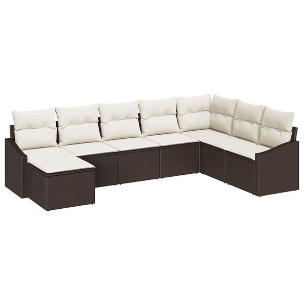 vidaXL Tuin Sofa Set met kussen 8 pcs Bruin en Cr&egrave;me poly rattan