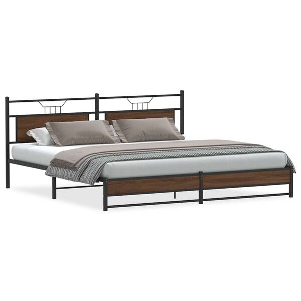 vidaXL Bedframe zonder matras metaal bruin eikenkleur 193x201 cm