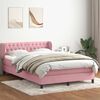 vidaXL Boxspring met matras fluweel roze 160x210 cm