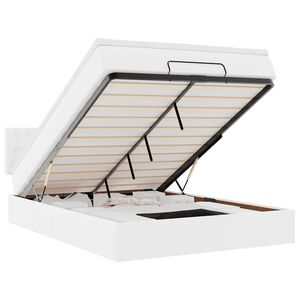 vidaXL Bed poef met matrassen en LED's 140x200cm kunstleer zuiver wit