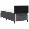 vidaXL LED Box Spring Bed Donkergrijs en Wit 90 x 190 cm Katoen Stof