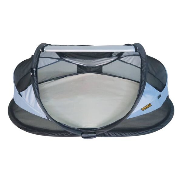 DERYAN Reisbedje pop-up Baby Luxe met klamboe blauw