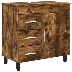 vidaXL Badkamer Waskom Gerookt eiken 60 x 35 x 60 cm Bewerkt hout