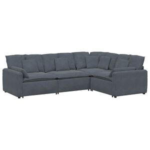 vidaXL Modulaire bank met kussens fluweel donkergrijs