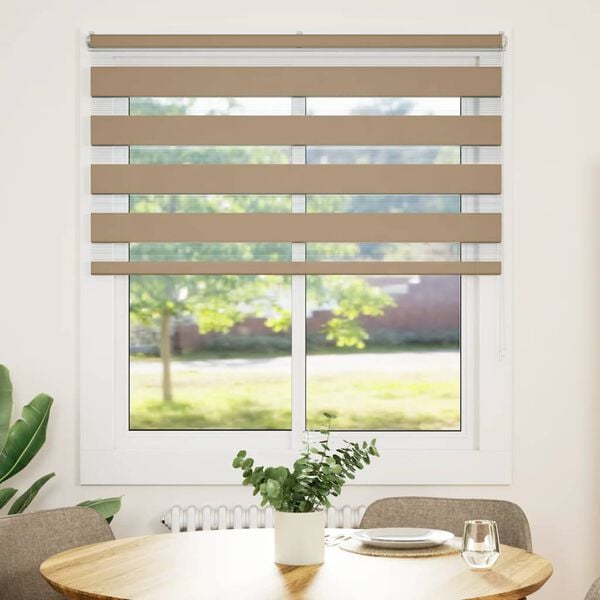 vidaXL Zebra Blind 130x100 cm stofbreedte 125,9 cm polyester zandbruin