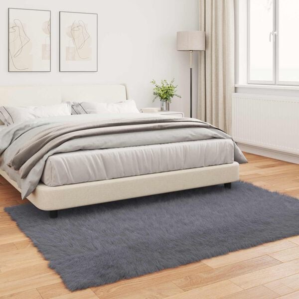 vidaXL Nep Schapenvacht Tapijt Tafalla Antraciet 140 x 200 cm