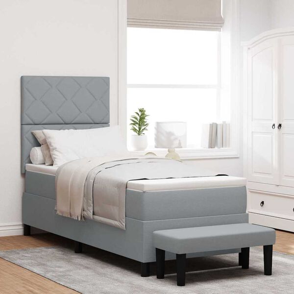vidaXL Boxspringbed met hoofdeinde Lichtgrijs 80 x 200 cm Stof