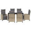 vidaXL Tuin Eetset 7 pcs Beige poly rattan