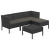 vidaXL 5-delige Loungeset met kussens poly rattan zwart