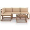 vidaXL 5-delige Loungeset met beige kussens