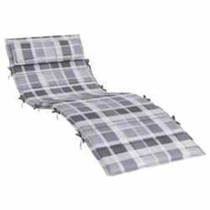 vidaXL Zon Loungerkussen Geruit Grijs 178 x 60 x 4 cm Oxford stof