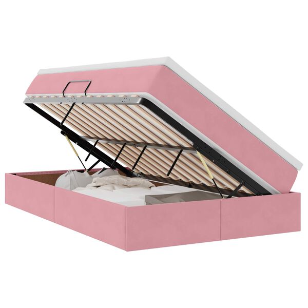 vidaXL Opbergbed met matras met matras Roze 120 x 200 cm Fluweel