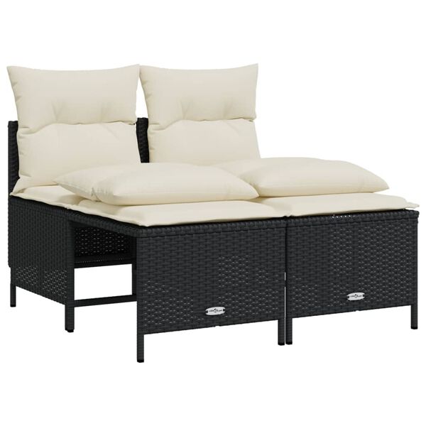vidaXL 4-delige Loungeset met kussens poly rattan zwart