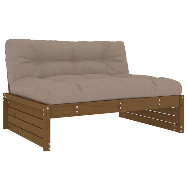 vidaXL 5-delige Loungeset met kussens massief hout honingbruin