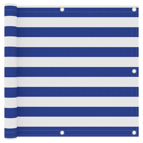vidaXL Balkonscherm 90x600 cm oxford stof wit en blauw