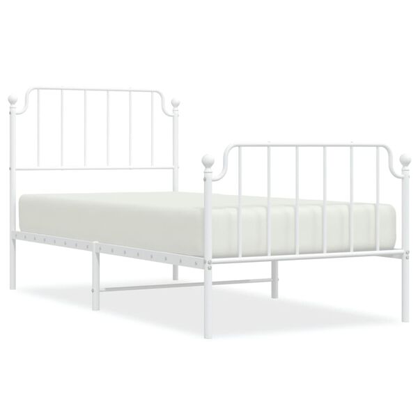 vidaXL Bedframe met hoofd- en voeteneinde metaal wit 90x200 cm