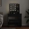 vidaXL LED Make-up Tafel Set met lade 2 pcs Zwart Eiken Bewerkt hout