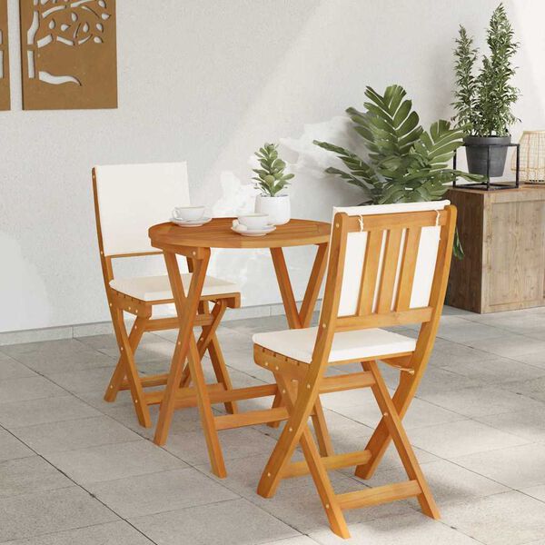 vidaXL Bistroset met kussen 3 pcs Olie naturel Massief Acaciahout